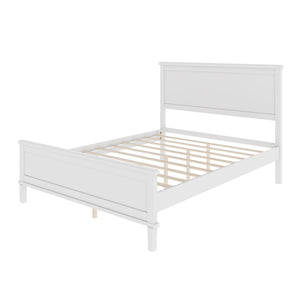 English Elm Mid-Century Full Platform Bed Solid Pine Tapered Legs No Box Spring Slat Support White N701P193471K