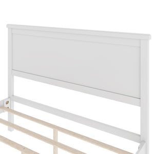 English Elm Mid-Century Full Platform Bed Solid Pine Tapered Legs No Box Spring Slat Support White N701P193471K