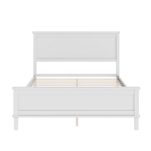 English Elm Mid-Century Full Platform Bed Solid Pine Tapered Legs No Box Spring Slat Support White N701P193471K