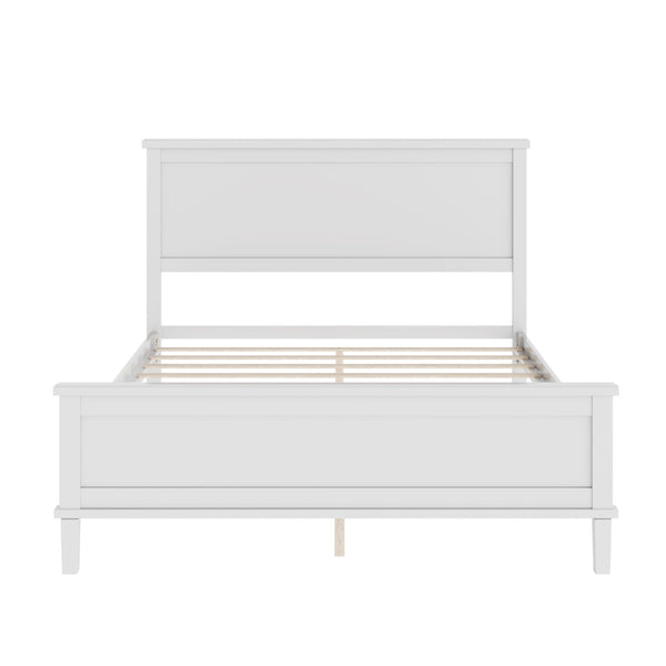 English Elm Mid-Century Full Platform Bed Solid Pine Tapered Legs No Box Spring Slat Support White N701P193471K