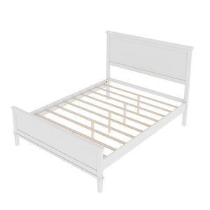 English Elm Mid-Century Full Platform Bed Solid Pine Tapered Legs No Box Spring Slat Support White N701P193471K