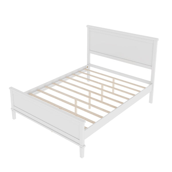English Elm Mid-Century Full Platform Bed Solid Pine Tapered Legs No Box Spring Slat Support White N701P193471K