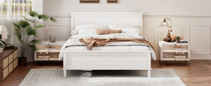 English Elm Mid-Century Full Platform Bed Solid Pine Tapered Legs No Box Spring Slat Support White N701P193471K