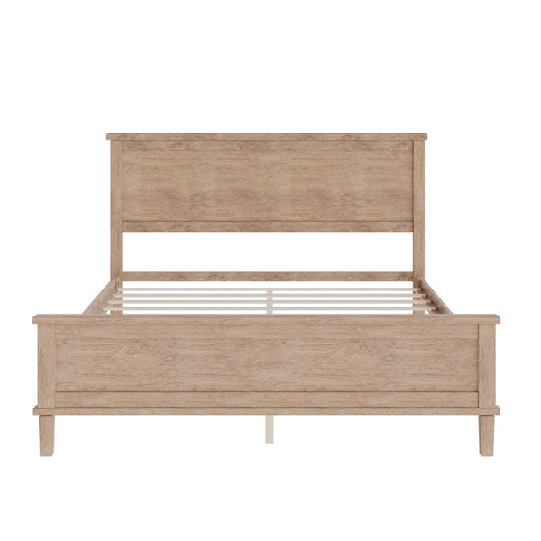 English Elm Mid-Century Full Platform Bed Solid Pine Tapered Legs No Box Spring Slat Support Seadrift N701P193471N