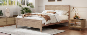 English Elm Mid-Century Full Platform Bed Solid Pine Tapered Legs No Box Spring Slat Support Seadrift N701P193471N