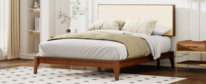 English Elm King Solid Bamboo Platform Bed Linen Upholstered Adjustable Headboard Organic Warmth N701P280439C
