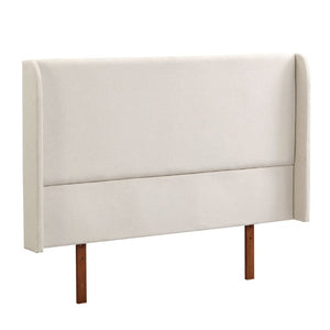 English Elm King Solid Bamboo Platform Bed with Tall Linen Wing Headboard for Modern Bedrooms N701P280539T