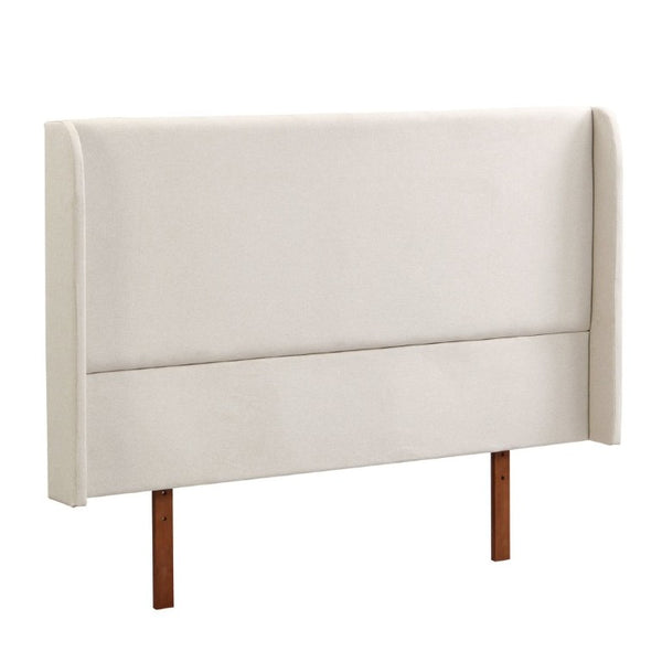 English Elm King Solid Bamboo Platform Bed with Tall Linen Wing Headboard for Modern Bedrooms N701P280539T