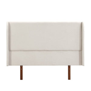 English Elm King Solid Bamboo Platform Bed with Tall Linen Wing Headboard for Modern Bedrooms N701P280539T