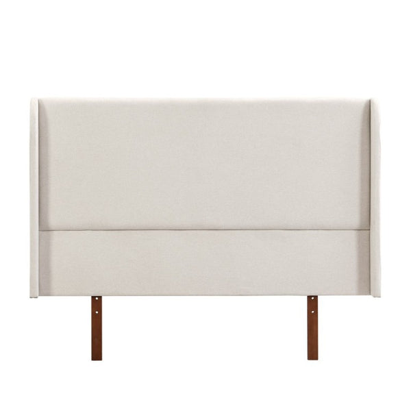 English Elm King Solid Bamboo Platform Bed with Tall Linen Wing Headboard for Modern Bedrooms N701P280539T
