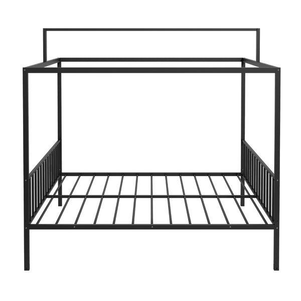 English Elm 3-In-1 Convertible Montessori Metal House Bed Grows From Toddler Floor to Teen Platform Black N701P322274B