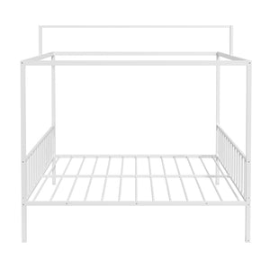 English Elm 3-In-1 Convertible Montessori Metal House Bed Grows From Toddler Floor to Teen Platform White N701P322274K