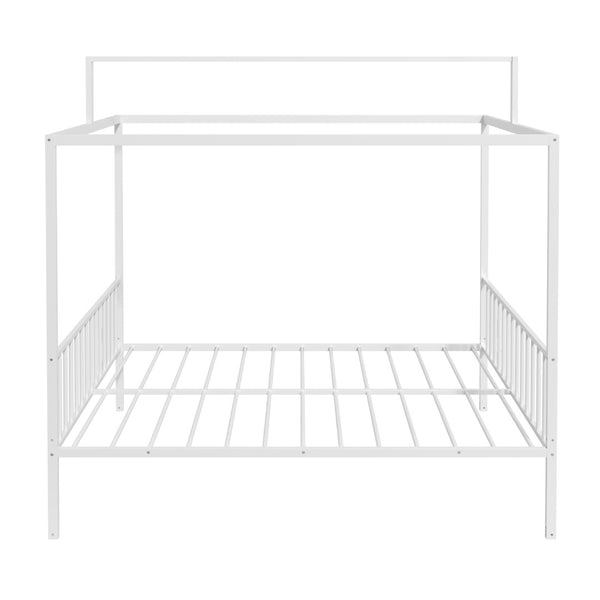 English Elm 3-In-1 Convertible Montessori Metal House Bed Grows From Toddler Floor to Teen Platform White N701P322274K
