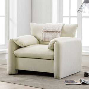 English Elm Modern Chenille Oversized Accent Chair Curved Open Back Lounge Seat for Living Room Cream N701P326068C