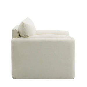 English Elm Modern Chenille Oversized Accent Chair Curved Open Back Lounge Seat for Living Room Cream N701P326068C