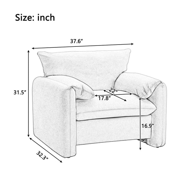 English Elm Modern Chenille Oversized Accent Chair Curved Open Back Lounge Seat for Living Room Cream N701P326068C