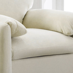 English Elm Modern Chenille Oversized Accent Chair Curved Open Back Lounge Seat for Living Room Cream N701P326068C
