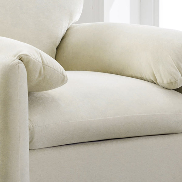 English Elm Modern Chenille Oversized Accent Chair Curved Open Back Lounge Seat for Living Room Cream N701P326068C
