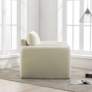 English Elm Modern Chenille Oversized Accent Chair Curved Open Back Lounge Seat for Living Room Cream N701P326068C