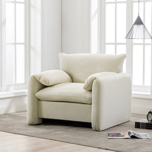 English Elm Modern Chenille Oversized Accent Chair Curved Open Back Lounge Seat for Living Room Cream N701P326068C
