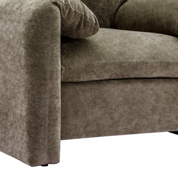 English Elm Modern Chenille Oversized Accent Chair Curved Open Back Lounge Seat for Living Room Green N701P326068G