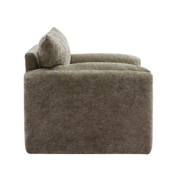 English Elm Modern Chenille Oversized Accent Chair Curved Open Back Lounge Seat for Living Room Green N701P326068G