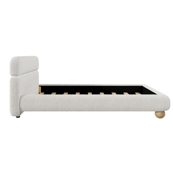 English Elm Contemporary Teddy Fleece Upholstered Queen Bed Low Profile Foam Padded Curved Frame N701P344021K