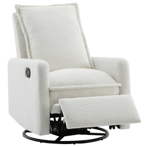 English Elm Swivel Glider Recliner with Teddy Fleece Upholstery for Nursery and Living Room White N701P348238K