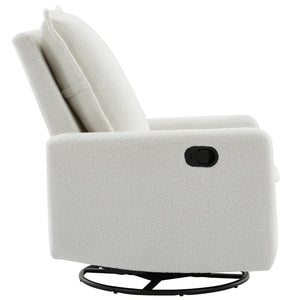 English Elm Swivel Glider Recliner with Teddy Fleece Upholstery for Nursery and Living Room White N701P348238K