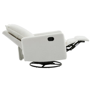 English Elm Swivel Glider Recliner with Teddy Fleece Upholstery for Nursery and Living Room White N701P348238K