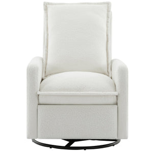 English Elm Swivel Glider Recliner with Teddy Fleece Upholstery for Nursery and Living Room White N701P348238K