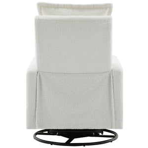 English Elm Swivel Glider Recliner with Teddy Fleece Upholstery for Nursery and Living Room White N701P348238K