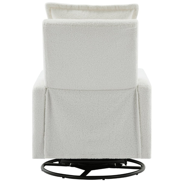 English Elm Swivel Glider Recliner with Teddy Fleece Upholstery for Nursery and Living Room White N701P348238K