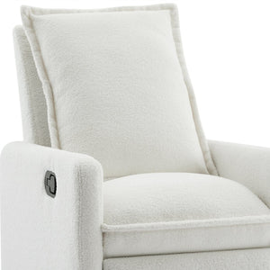 English Elm Swivel Glider Recliner with Teddy Fleece Upholstery for Nursery and Living Room White N701P348238K