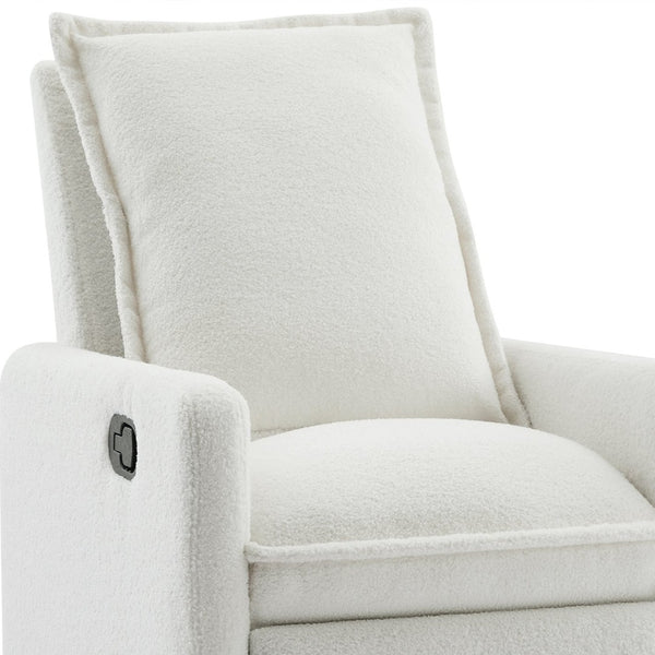 English Elm Swivel Glider Recliner with Teddy Fleece Upholstery for Nursery and Living Room White N701P348238K
