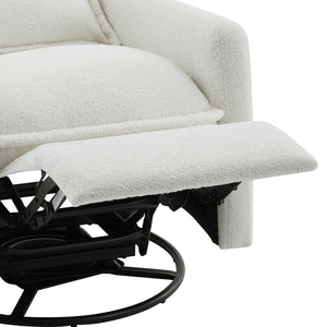English Elm Swivel Glider Recliner with Teddy Fleece Upholstery for Nursery and Living Room White N701P348238K