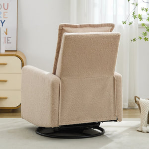 English Elm Swivel Glider Recliner with Teddy Fleece Upholstery for Nursery and Living Room Oatmeal N701P348238O
