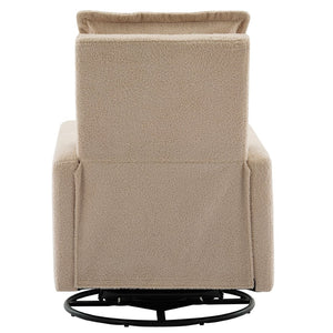 English Elm Swivel Glider Recliner with Teddy Fleece Upholstery for Nursery and Living Room Oatmeal N701P348238O