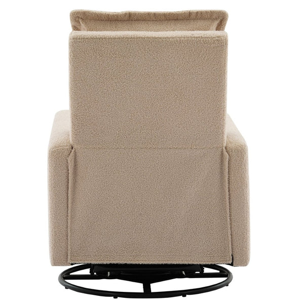 English Elm Swivel Glider Recliner with Teddy Fleece Upholstery for Nursery and Living Room Oatmeal N701P348238O