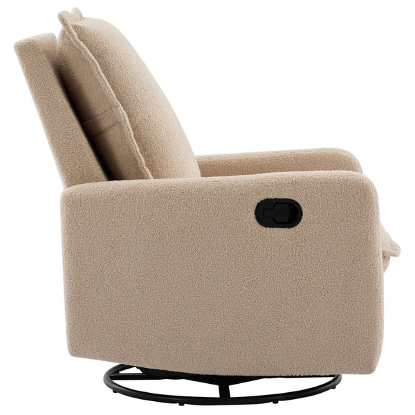 English Elm Swivel Glider Recliner with Teddy Fleece Upholstery for Nursery and Living Room Oatmeal N701P348238O