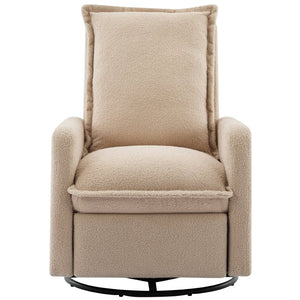 English Elm Swivel Glider Recliner with Teddy Fleece Upholstery for Nursery and Living Room Oatmeal N701P348238O
