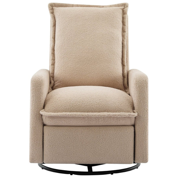 English Elm Swivel Glider Recliner with Teddy Fleece Upholstery for Nursery and Living Room Oatmeal N701P348238O
