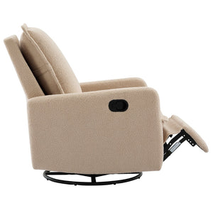 English Elm Swivel Glider Recliner with Teddy Fleece Upholstery for Nursery and Living Room Oatmeal N701P348238O