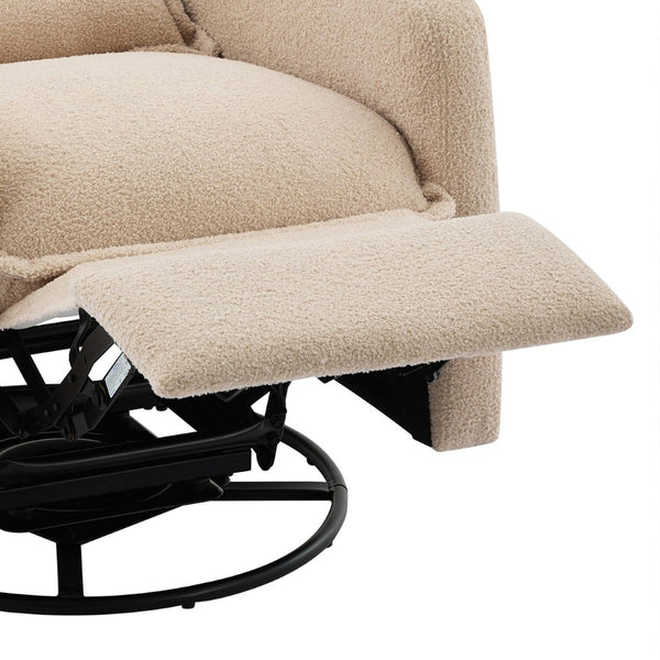 English Elm Swivel Glider Recliner with Teddy Fleece Upholstery for Nursery and Living Room Oatmeal N701P348238O