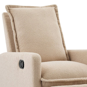 English Elm Swivel Glider Recliner with Teddy Fleece Upholstery for Nursery and Living Room Oatmeal N701P348238O