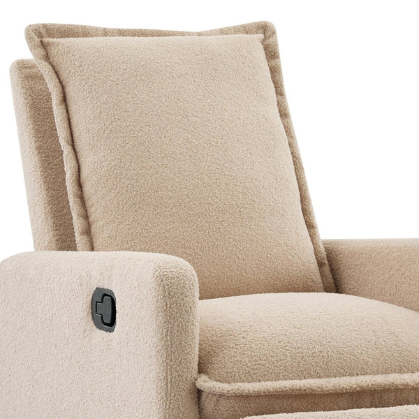 English Elm Swivel Glider Recliner with Teddy Fleece Upholstery for Nursery and Living Room Oatmeal N701P348238O