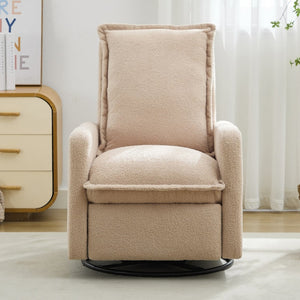 English Elm Swivel Glider Recliner with Teddy Fleece Upholstery for Nursery and Living Room Oatmeal N701P348238O