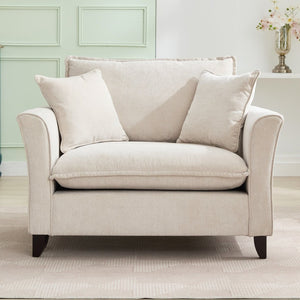 English Elm 46.3" Oversized Chenille Chair and a Half with Ruffled Arms for Living Room Lounging Cream N701P379404C