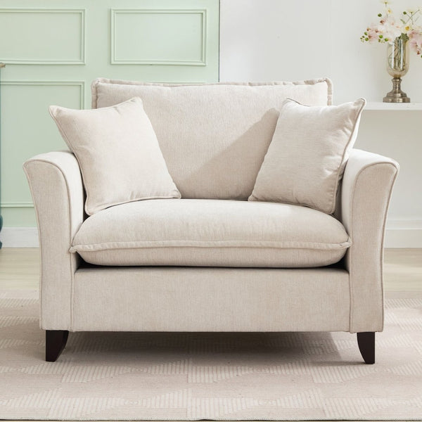 English Elm 46.3" Oversized Chenille Chair and a Half with Ruffled Arms for Living Room Lounging Cream N701P379404C