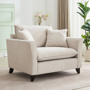 English Elm 46.3" Oversized Chenille Chair and a Half with Ruffled Arms for Living Room Lounging Cream N701P379404C